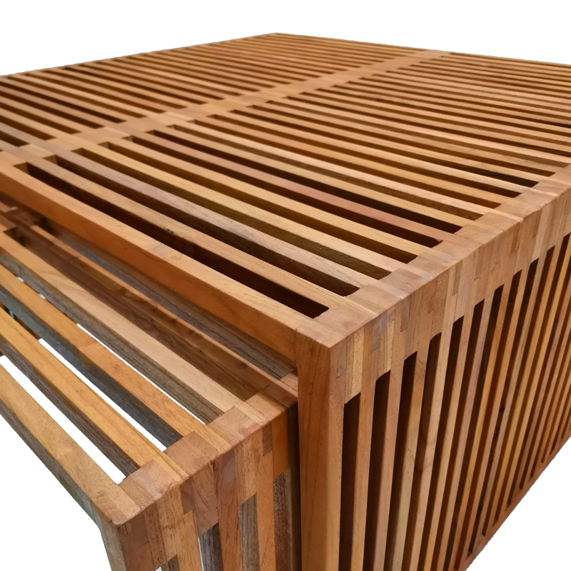 Τραπέζι Tinnie I pakoworld σετ 2τεμ teak ξύλο σε φυσική απόχρωση **