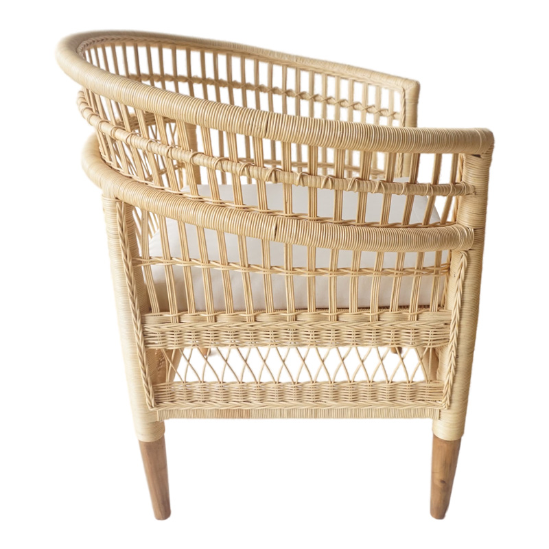 Πολυθρόνα Necorian paakoworld teak ξύλο με pe rattan σε φυσική απόχρωση και λευκό μαξιλάρι 80x70x87εκ ** Πολυθρόνα Necorian paakoworld teak ξύλο με pe rattan σε φυσική απόχρωση και λευκό μαξιλάρι 80x70x87εκ **