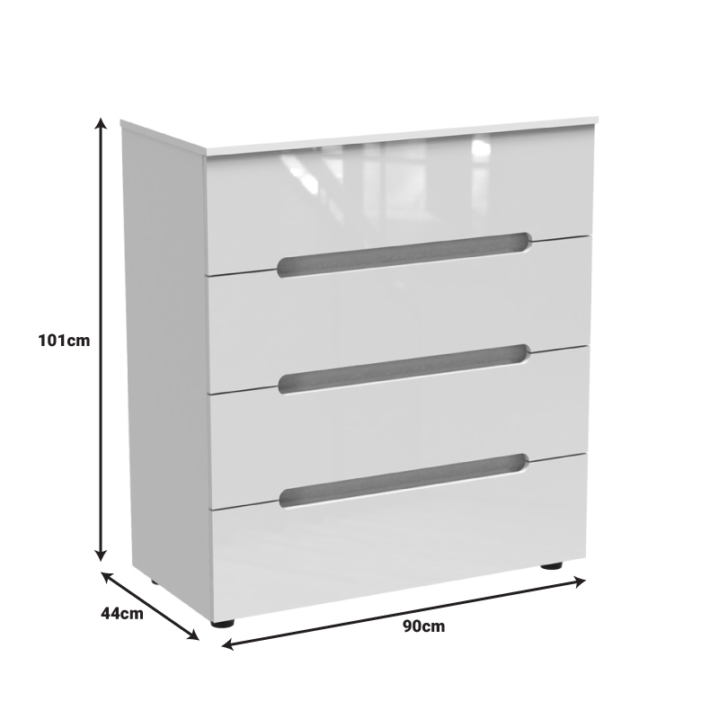 Συρταριέρα Afina pakoworld mdf σε λευκή glossy απόχρωση 90x44x101εκ **