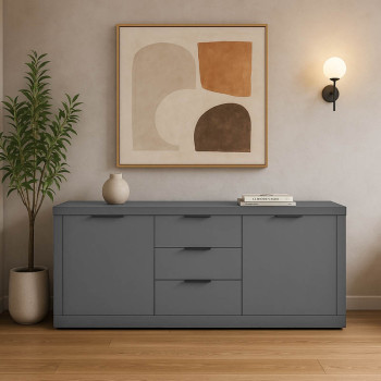 Μπουφές Doha pakoworld σε ανθρακί απόχρωση 180x45x80.5εκ ** Μπουφές Doha pakoworld σε ανθρακί απόχρωση 180x45x80.5εκ **