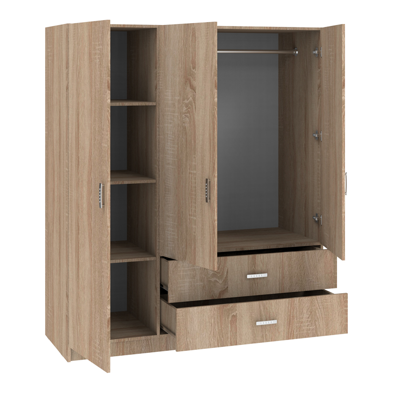 Ντουλάπα τρίφυλλη Royal pakoworld με συρτάρια sonoma 150x58x177εκ ** Ντουλάπα τρίφυλλη Royal pakoworld με συρτάρια sonoma 150x58x177εκ **