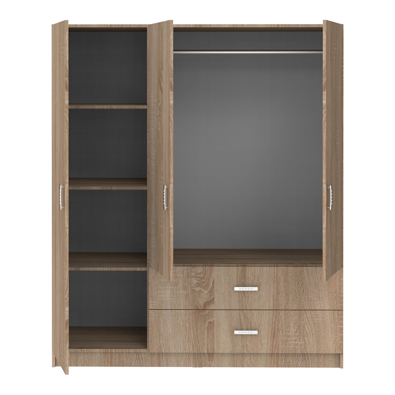 Ντουλάπα τρίφυλλη Royal pakoworld με συρτάρια sonoma 150x58x177εκ ** Ντουλάπα τρίφυλλη Royal pakoworld με συρτάρια sonoma 150x58x177εκ **