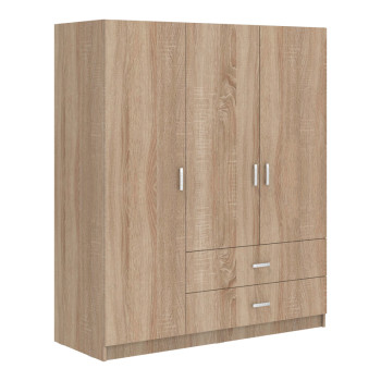 Ντουλάπα τρίφυλλη Royal pakoworld με συρτάρια sonoma 150x58x177εκ **