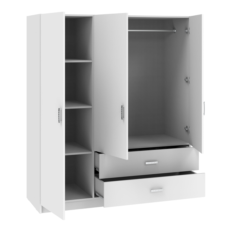 Ντουλάπα τρίφυλλη Royal pakoworld με συρτάρια λευκό 150x58x177εκ ** Ντουλάπα τρίφυλλη Royal pakoworld με συρτάρια λευκό 150x58x177εκ **