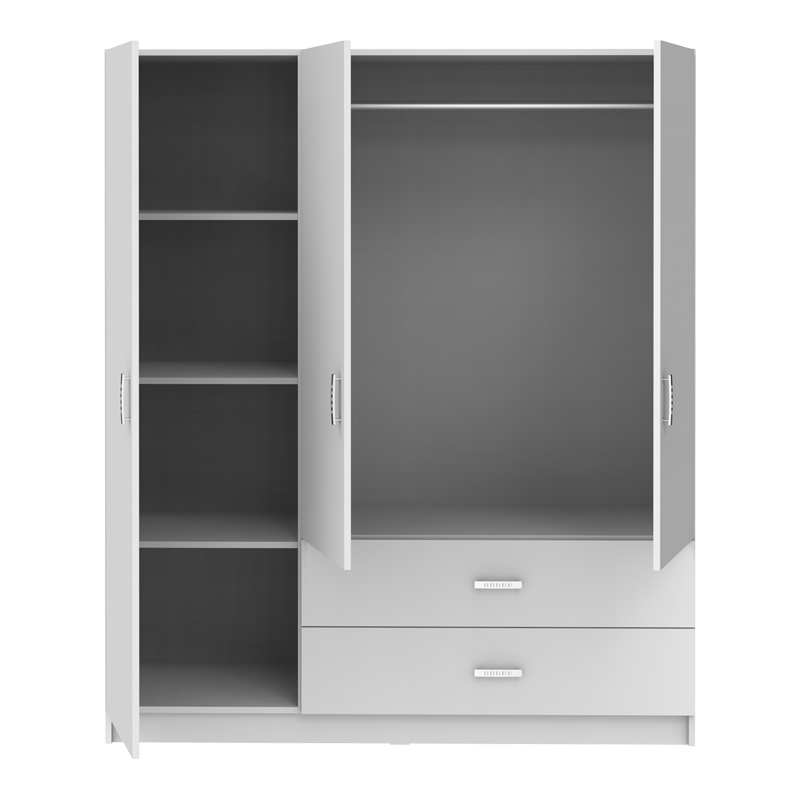 Ντουλάπα τρίφυλλη Royal pakoworld με συρτάρια λευκό 150x58x177εκ ** Ντουλάπα τρίφυλλη Royal pakoworld με συρτάρια λευκό 150x58x177εκ **