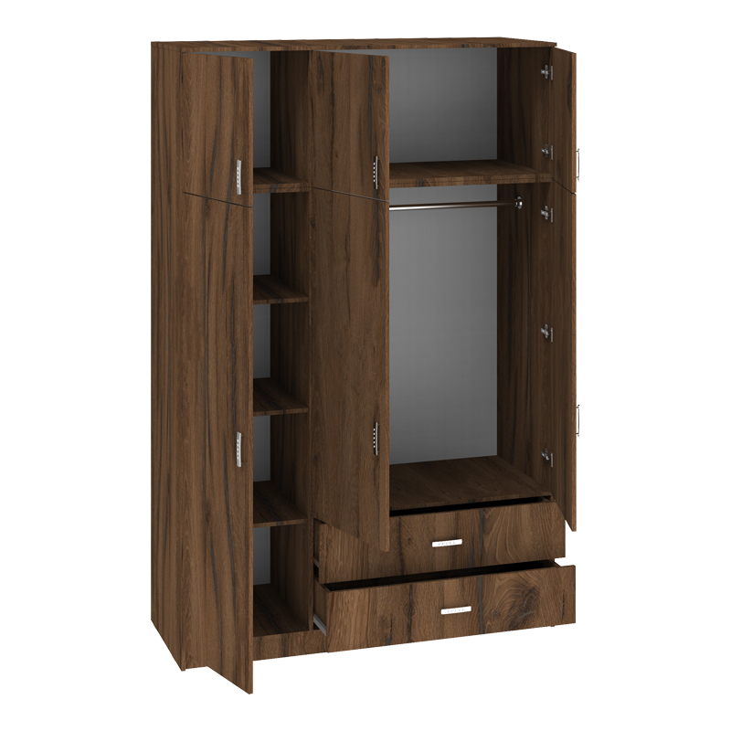 Ντουλάπα τρίφυλλη με συρτάρια Royal pakoworld καρυδι-oak 150x58x230εκ ** Ντουλάπα τρίφυλλη με συρτάρια Royal pakoworld καρυδι-oak 150x58x230εκ **