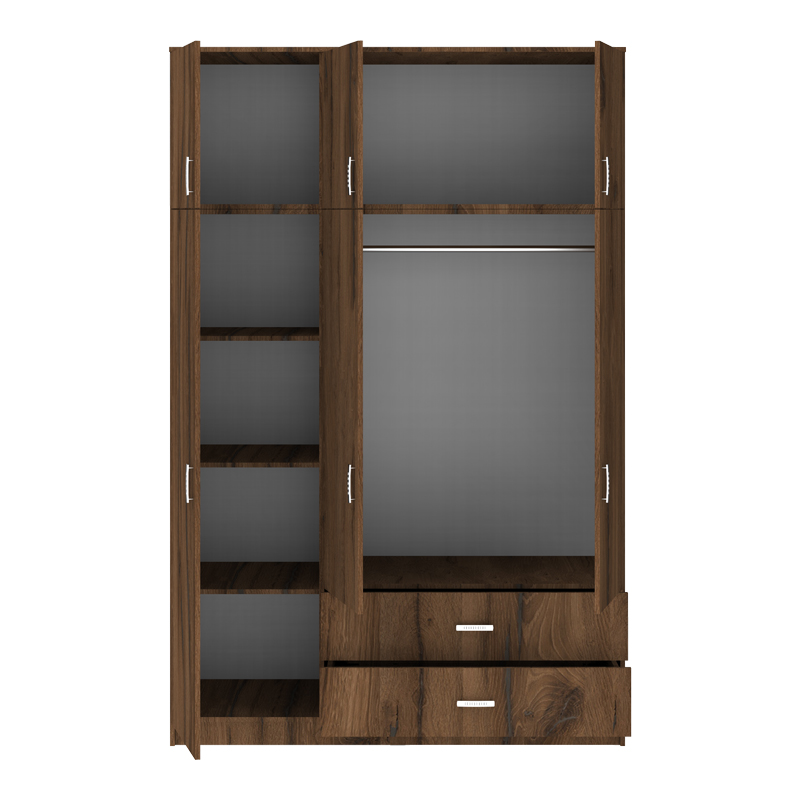 Ντουλάπα τρίφυλλη με συρτάρια Royal pakoworld καρυδι-oak 150x58x230εκ ** Ντουλάπα τρίφυλλη με συρτάρια Royal pakoworld καρυδι-oak 150x58x230εκ **