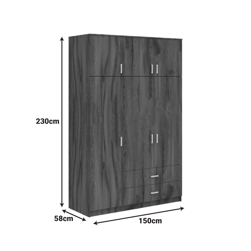 Ντουλάπα τρίφυλλη με συρτάρια Royal pakoworld καρυδι-oak 150x58x230εκ ** Ντουλάπα τρίφυλλη με συρτάρια Royal pakoworld καρυδι-oak 150x58x230εκ **