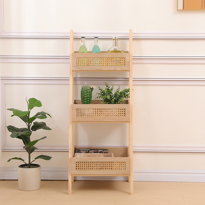 Ραφιέρα επιδαπέδια 3όροφη Scandy pakoworld mdf-rattan σε φυσική απόχρωση 44x37x110εκ ** Ραφιέρα επιδαπέδια 3όροφη Scandy pakoworld mdf-rattan σε φυσική απόχρωση 44x37x110εκ **