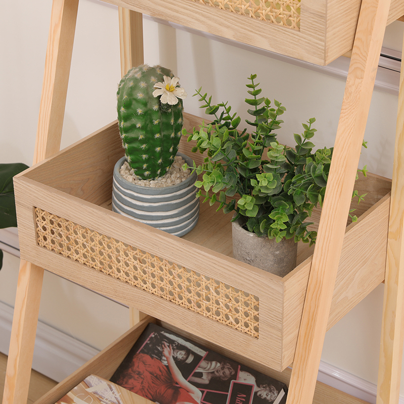 Ραφιέρα επιδαπέδια 3όροφη Scandy pakoworld mdf-rattan σε φυσική απόχρωση 44x37x110εκ ** Ραφιέρα επιδαπέδια 3όροφη Scandy pakoworld mdf-rattan σε φυσική απόχρωση 44x37x110εκ **