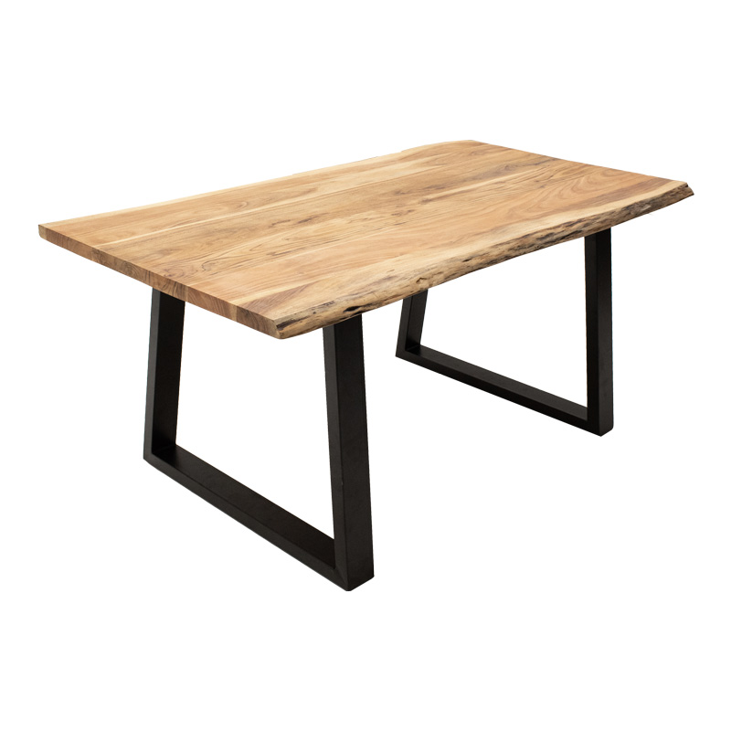 Τραπέζι Miles Slim pakoworld μασίφ ξύλο ακακίας σε φυσική απόχρωση με μαύρα μεταλλικά πόδια 160x90x76εκ **