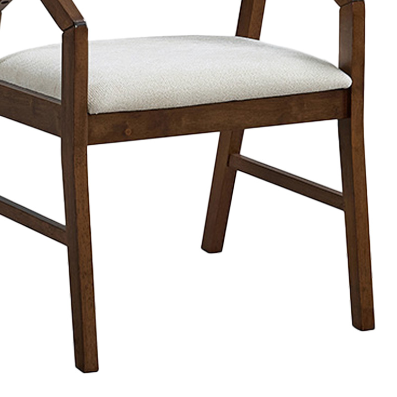 Πολυθρόνα Livia pakoworld rubberwood σε καρυδί-εκρού απόχρωση 47.5x54.5x78εκ - 2τμχ.