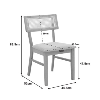 Καρέκλα Raffles pakoworld rubberwood με pe rattan και γκρι μπεζ ύφασμα 47x48x83.5εκ - 2τμχ. Καρέκλα Raffles pakoworld rubberwood με pe rattan και γκρι μπεζ ύφασμα 47x48x83.5εκ - 2τμχ.