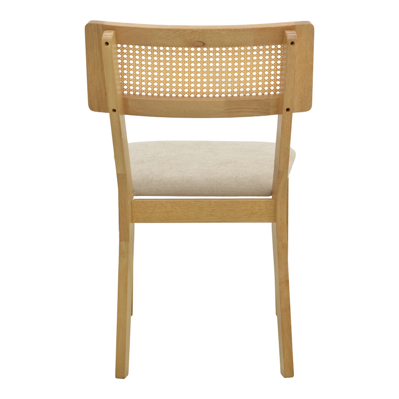 Καρέκλα Raffles pakoworld rubberwood με pe rattan και γκρι μπεζ ύφασμα 47x48x83.5εκ - 2τμχ.