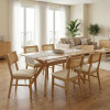 Τραπεζαρία Raffles pakoworld σετ 7τεμ rubberwood με pe rattanσε φυσική απόχρωση 150x90x76εκ **