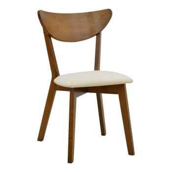 Καρέκλα Canon pakoworld καρυδί rubberwood εκρού ύφασμα 43x52x83,5εκ - 2τμχ.