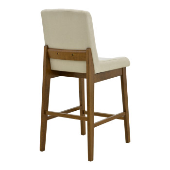 Σκαμπό μπαρ Dalby pakoworld καρυδί rubberwood και εκρού ύφασμα 50x45x102,5εκ - 2τμχ.