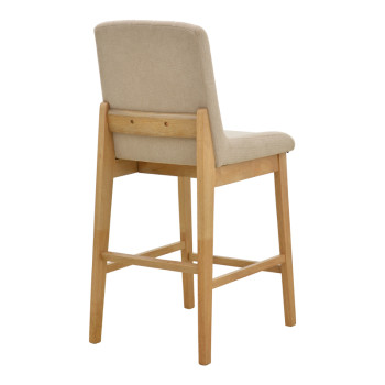 Σκαμπό μπαρ Dalby pakoworld sonoma rubberwood και μπεζ ύφασμα 50x45x102,5εκ - 2τμχ.
