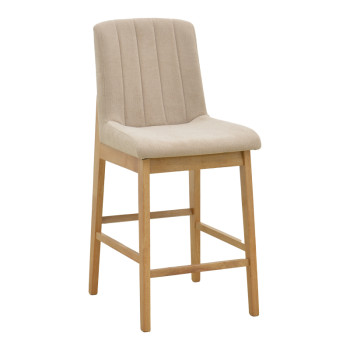 Σκαμπό μπαρ Dalby pakoworld sonoma rubberwood και μπεζ ύφασμα 50x45x102,5εκ - 2τμχ.