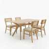 Τραπεζαρία Raffles pakoworld σετ 5τεμ rubberwood με pe rattanσε φυσική απόχρωση 150x90x76εκ **