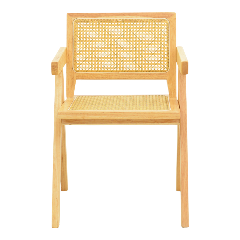 Πολυθρόνα Winslow pakoworld rubberwood-rattan σε φυσική απόχρωση 51x54x80εκ **