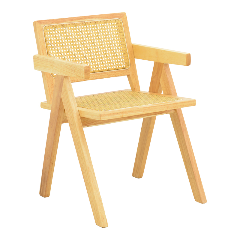 Πολυθρόνα Winslow pakoworld rubberwood-rattan σε φυσική απόχρωση 51x54x80εκ **