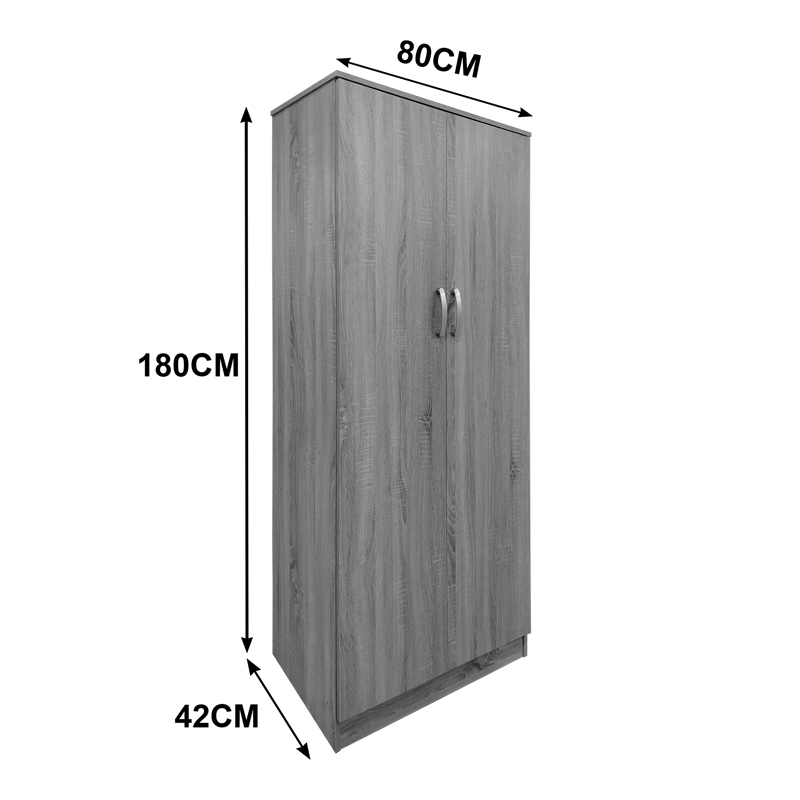 Ντουλάπα δίφυλλη Athos pakoworld σε sonoma-λευκή απόχρωση 80x42x180εκ ** Ντουλάπα δίφυλλη Athos pakoworld σε sonoma-λευκή απόχρωση 80x42x180εκ **