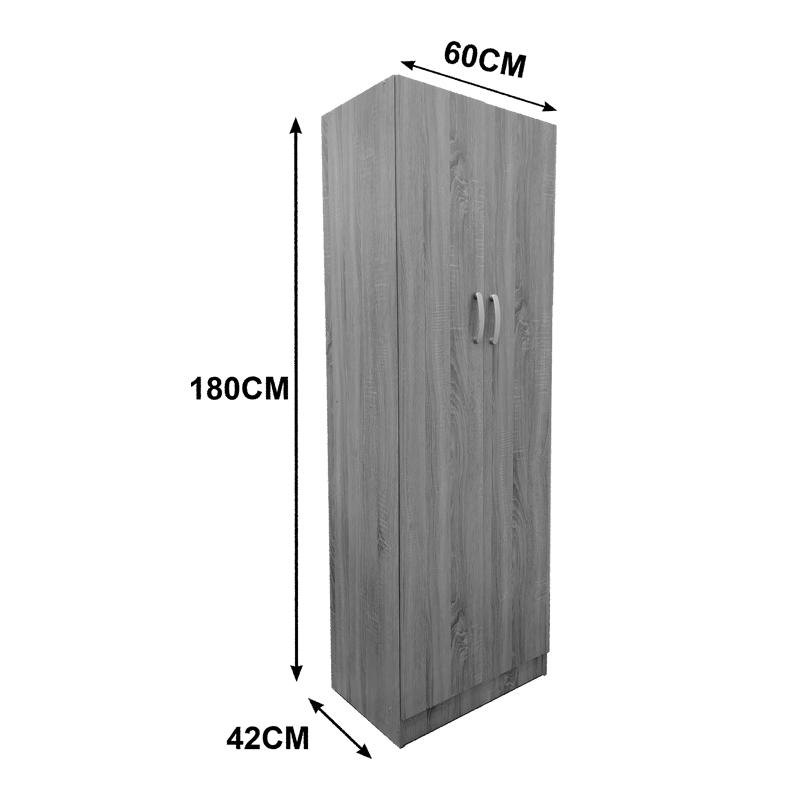 Ντουλάπα δίφυλλη Athos pakoworld σε sonoma απόχρωση 60x42x180εκ **