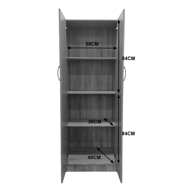 Ντουλάπα δίφυλλη Athos pakoworld σε sonoma-λευκή απόχρωση 60x42x180εκ ** Ντουλάπα δίφυλλη Athos pakoworld σε sonoma-λευκή απόχρωση 60x42x180εκ **