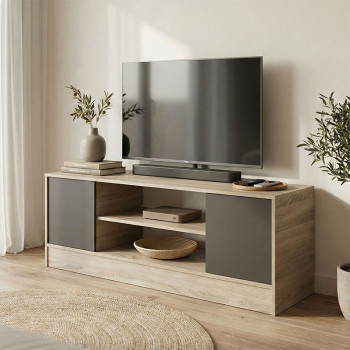 Έπιπλο τηλεόρασης Sasa pakoworld sonoma-ανθρακί 120x35x41.5εκ **