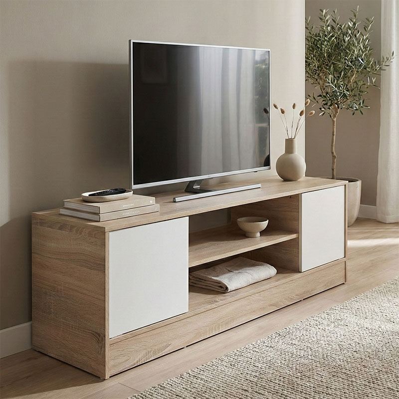 Έπιπλο τηλεόρασης Sasa pakoworld sonoma-λευκό 120x35x41.5εκ ** Έπιπλο τηλεόρασης Sasa pakoworld sonoma-λευκό 120x35x41.5εκ **