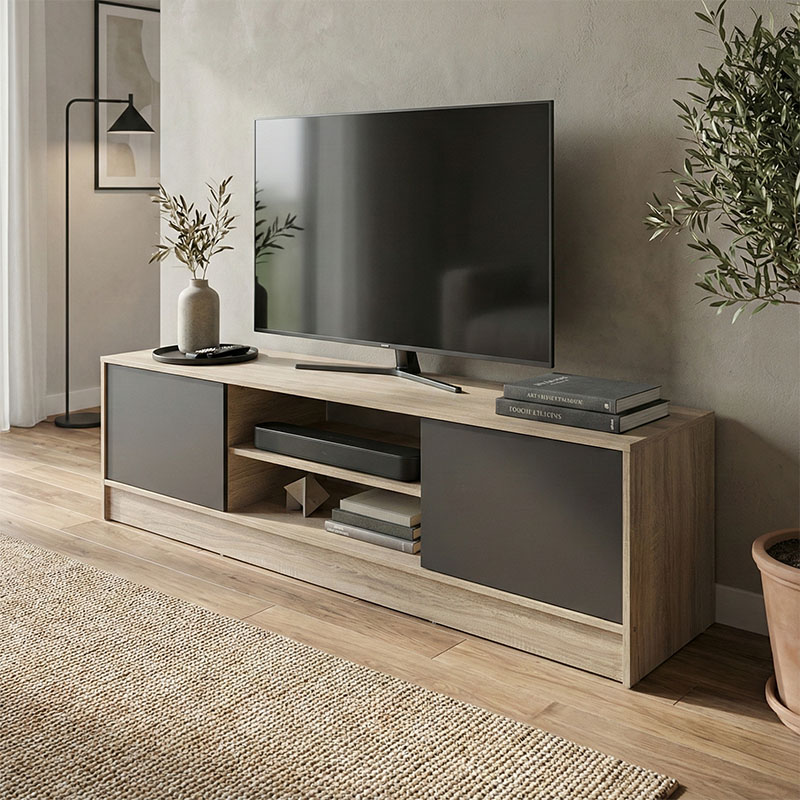 Έπιπλο τηλεόρασης Sasa pakoworld sonoma-ανθρακί 150x35x41.5εκ ** Έπιπλο τηλεόρασης Sasa pakoworld sonoma-ανθρακί 150x35x41.5εκ **
