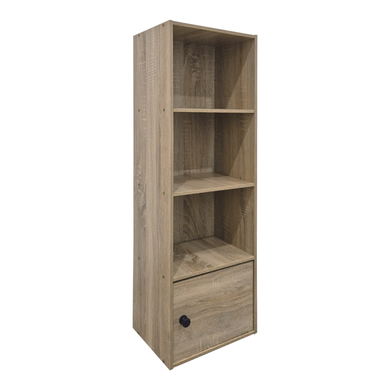Βιβλιοθήκη-στήλη Lenobia pakoworld με ντουλάπι sonoma 30.5x24x95εκ **