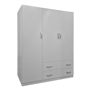 Ντουλάπα τρίφυλλη με 2 συρτάρια Alvia pakoworld λευκή 150x51x180εκ **