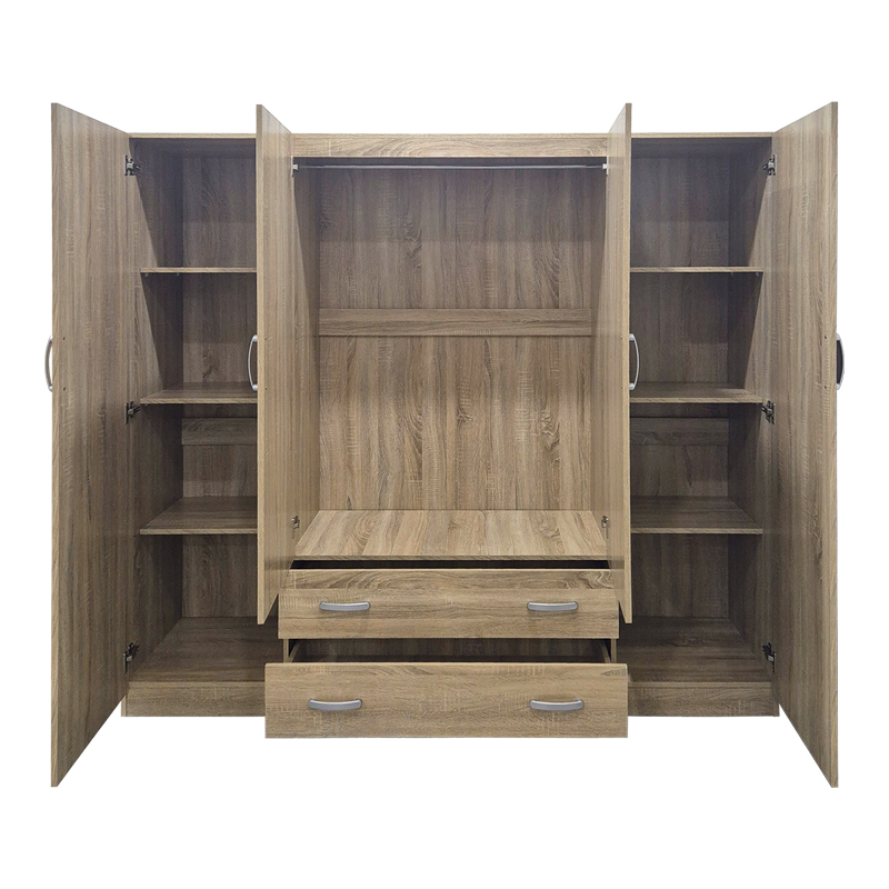Ντουλάπα τετράφυλλη με 2 συρτάρια Alvia pakoworld sonoma 200x51x180εκ **