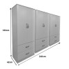 Ντουλάπα εξάφυλλη με συρτάρια Athos pakoworld λευκή 240x42x180εκ **
