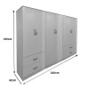 Ντουλάπα εξάφυλλη Athos pakoworld λευκή 240x42x180εκ **