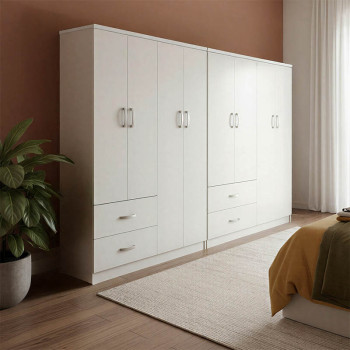 Ντουλάπα οχτάφυλλη Athos pakoworld λευκή 241x42x181εκ **