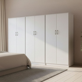 Ντουλάπα εξάφυλλη Athos ΙΙ pakoworld λευκή 240x42x180εκ **