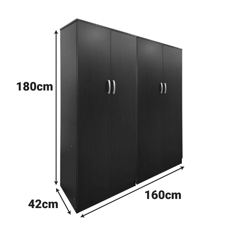 Ντουλάπα τετράφυλλη Athos Ι pakoworld wenge 160x42x180εκ **