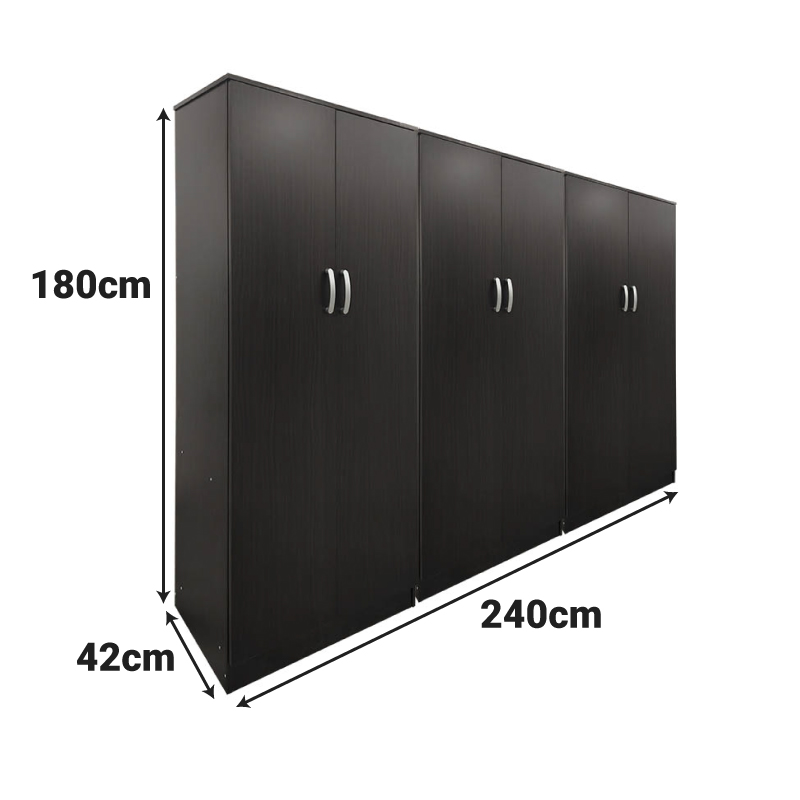 Ντουλάπα εξάφυλλη Athos pakoworld wenge 240x42x180εκ **