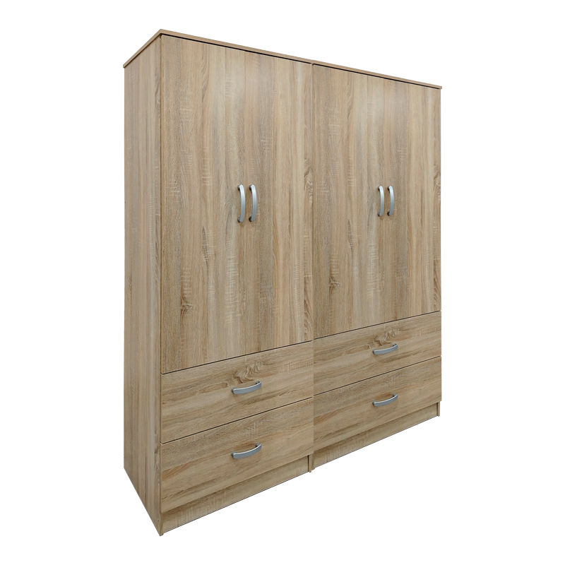 Ντουλάπα τετράφυλλη με συρτάρια Athos pakoworld sonoma 160x42x180εκ **