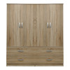 Ντουλάπα τετράφυλλη με συρτάρια Athos pakoworld sonoma 160x42x180εκ **