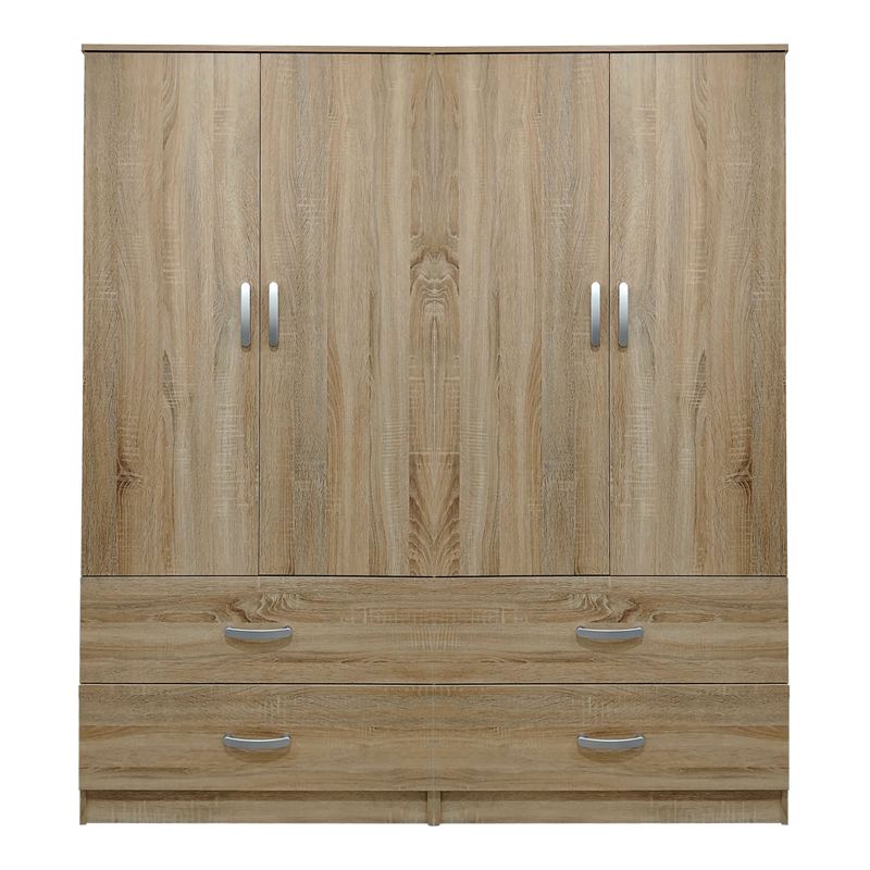 Ντουλάπα τετράφυλλη με συρτάρια Athos pakoworld sonoma 160x42x180εκ **