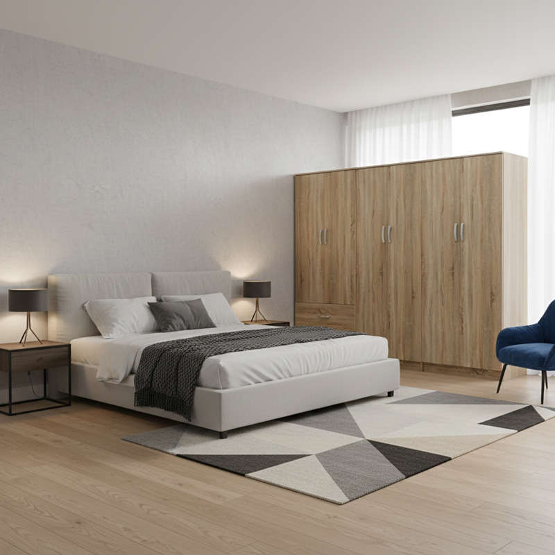 Ντουλάπα εξάφυλλη Athos I pakoworld sonoma 240x42x180εκ **