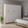 Ντουλάπα εξάφυλλη Athos pakoworld Sonoma-λευκό 200.5x42x180εκ ** Ντουλάπα εξάφυλλη Athos pakoworld Sonoma-λευκό 200.5x42x180εκ **