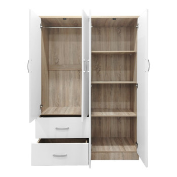 Ντουλάπα εξάφυλλη Athos Ι pakoworld sonoma-λευκό 200.5x42x180εκ **