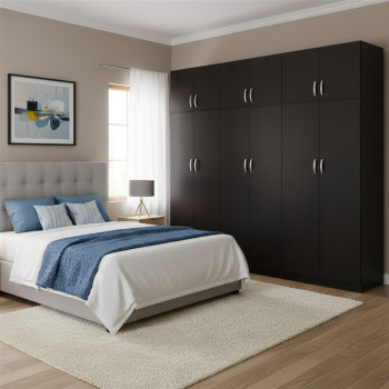 Ντουλάπα εξάφυλλη με πατάρι Athos ΙΙ pakoworld wenge 240x42x240εκ **