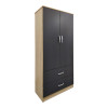 Ντουλάπα εξάφυλλη με πατάρι Athos pakoworld sonoma-ανθρακί 240x42x240εκ **