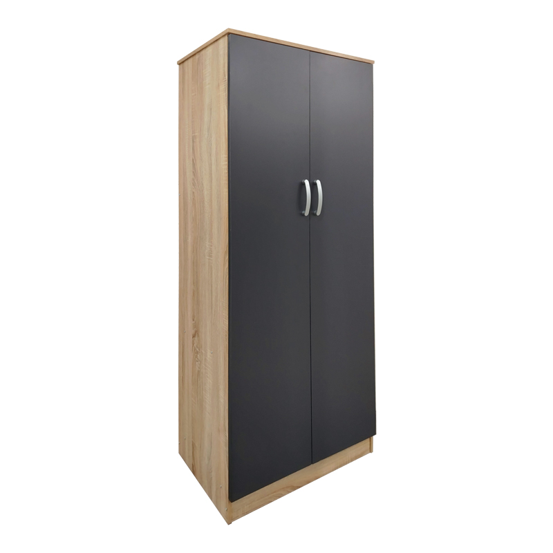 Ντουλάπα εξάφυλλη με πατάρι Athos pakoworld sonoma-ανθρακί 240x42x240εκ **